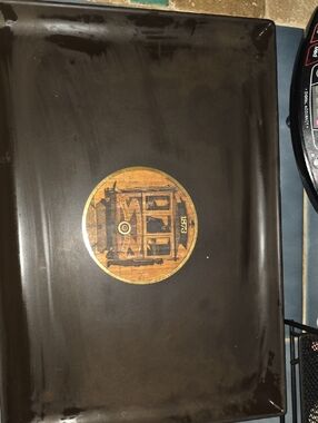 Couroc Vintage Decorative Brown Serving Platter with Street Trolley Inlay